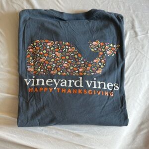 Vineyard Vines Navy Whale Tee with Fall Floral Print